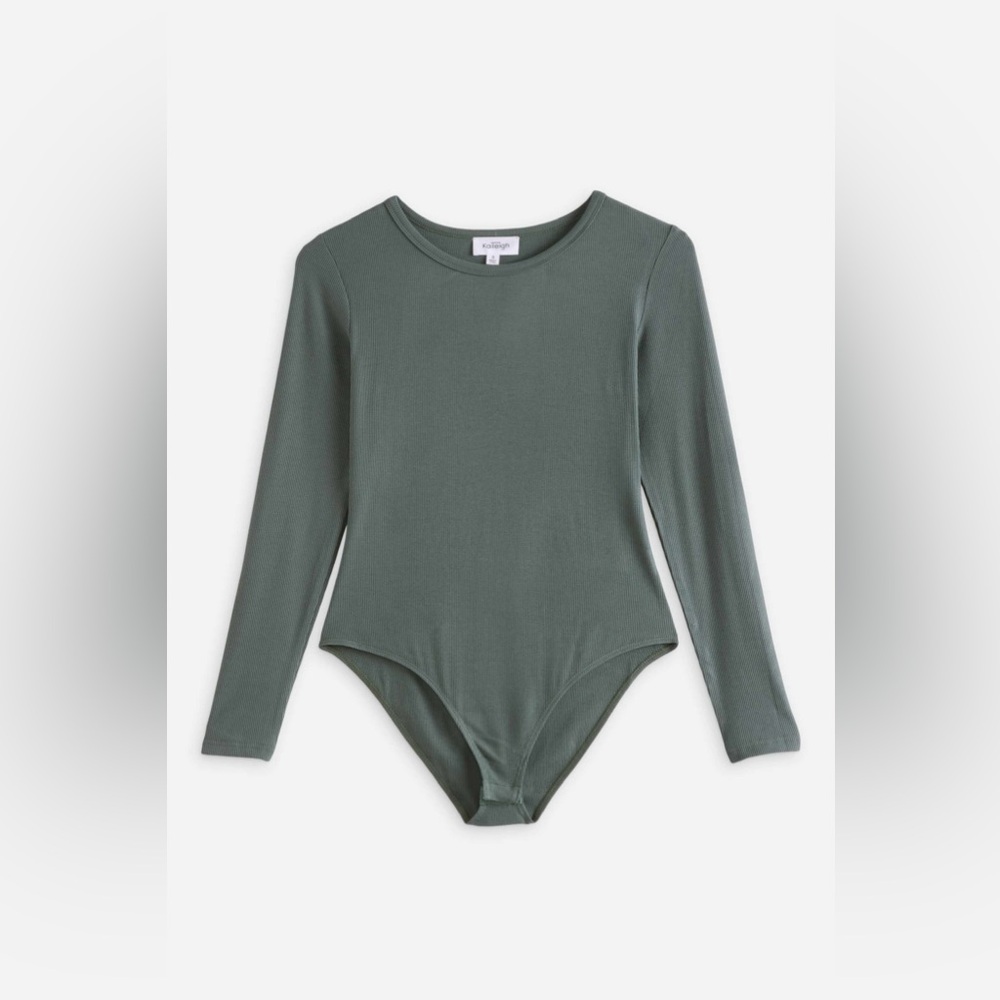 Kaileigh Gilli | XS Chana Long-Sleeved Knit Bodysuit | Olive Green